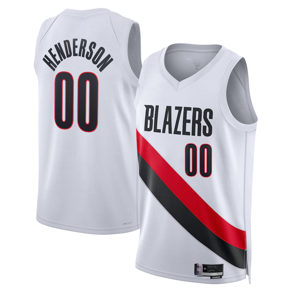 Pouc PT.Blazers #00 Scoot Henderson White Swingman Jerseys - Association Edition