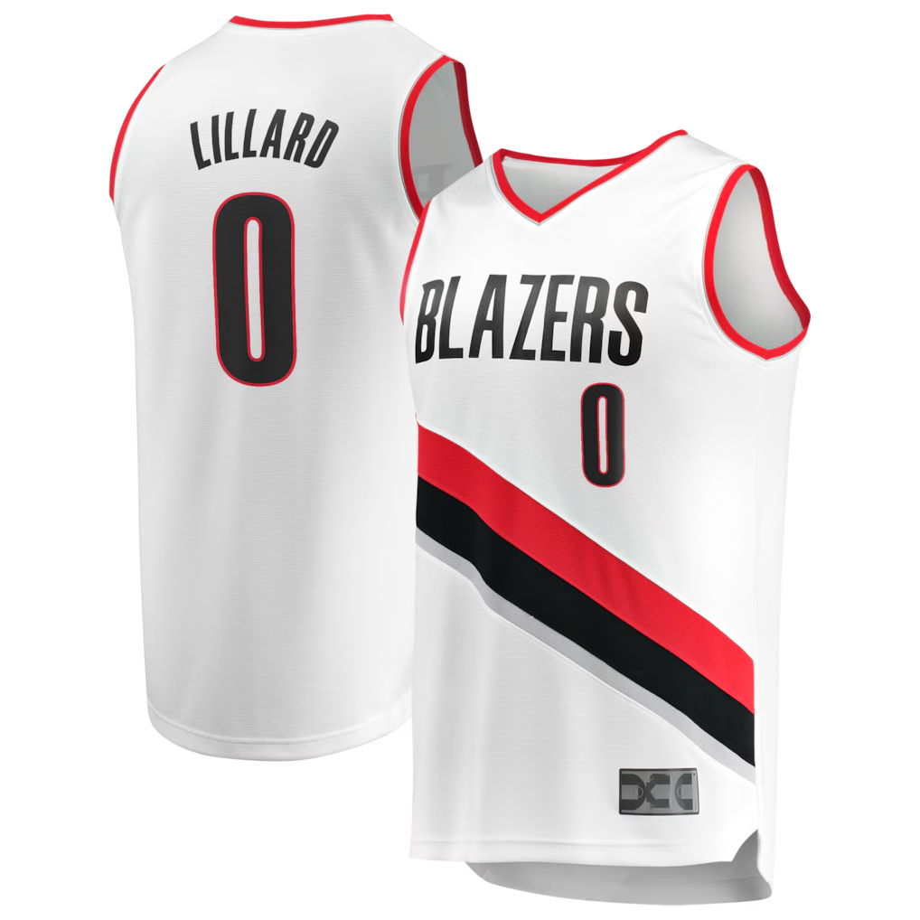 Pouc PT.Blazers #0 Damian Lillard Fanatics White Fast Break Replica Jerseys - Association Edition