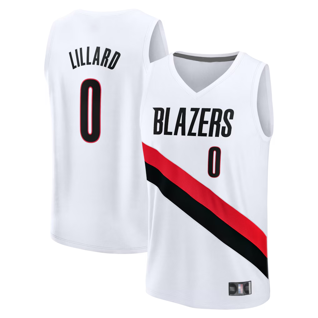Pouc PT.Blazers #0 Damian Lillard Fanatics White Fast Break Replica Player Jerseys - Association Edition