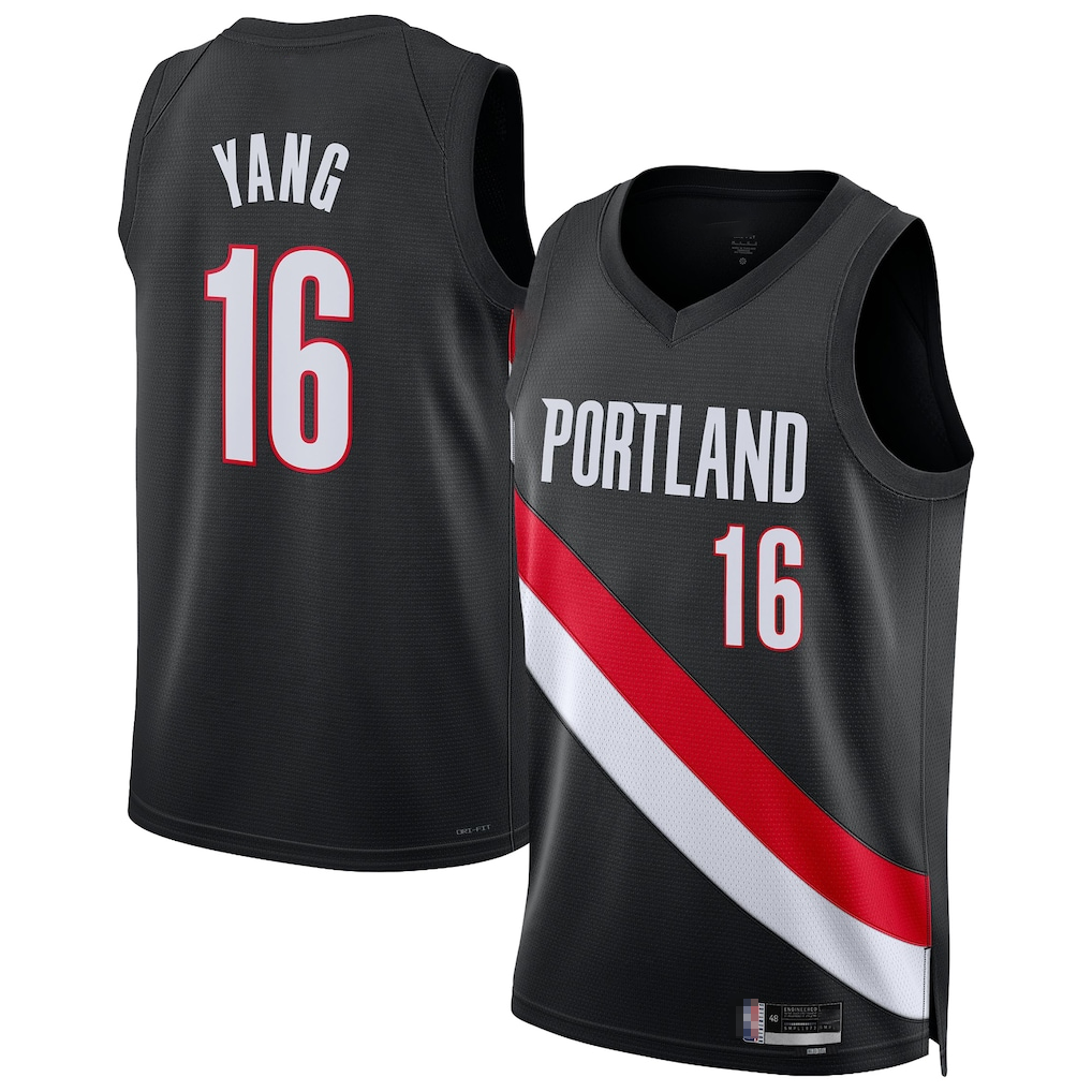 Pouc PT.Blazers #16 Yang Hansen Black Swingman Jerseys - Icon Edition
