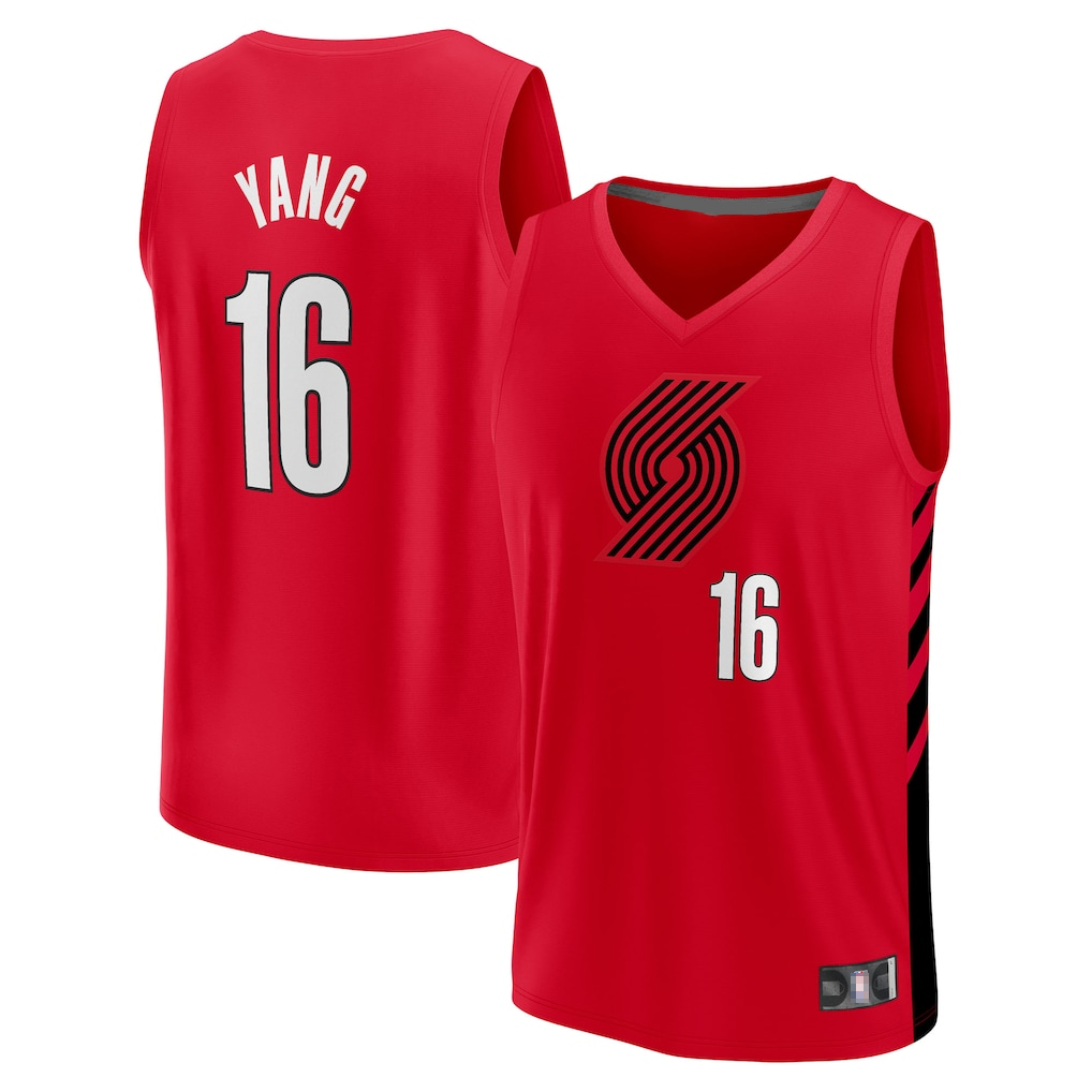 Pouc PT.Blazers #16 Yang Hansen Fanatics Red Fast Break Replica Jerseys - Statement Edition