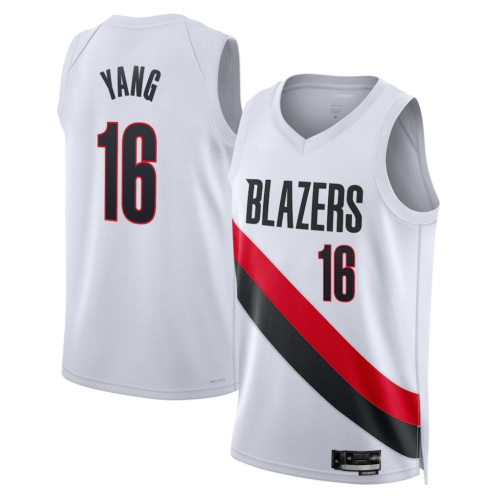 Pouc PT.Blazers #16 Yang Hansen White Swingman Jerseys - Association Edition