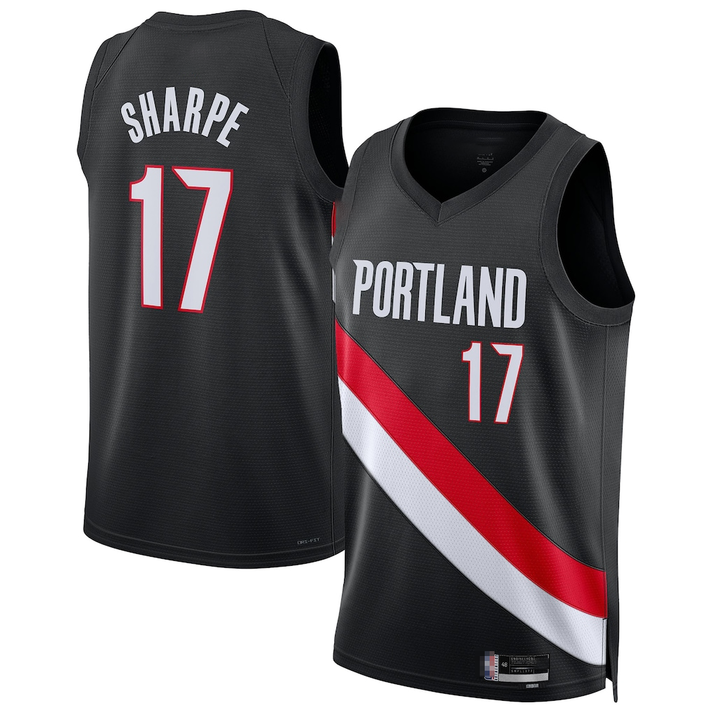 Pouc PT.Blazers #17 Shaedon Sharpe Black Swingman Jerseys - Icon Edition
