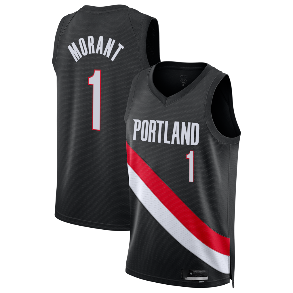 Pouc PT.Blazers #1 Ja Morant Black Swingman Jerseys - Icon Edition