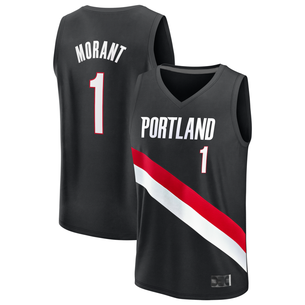 Pouc PT.Blazers #1 Ja Morant Fanatics Black Fast Break Jerseys - Icon Edition