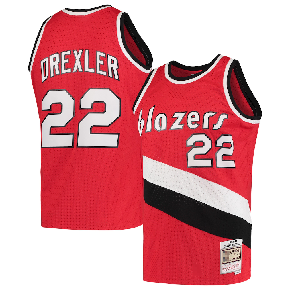 Pouc PT.Blazers #22 Clyde Drexler Mitchell & Ness Red 1983-1984 Hardwood Classics Swingman Jerseys