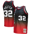 Pouc PT.Blazers #32 Bill Walton Mitchell & Ness RedBlack 1976--1977 Hardwood Classics Fadeaway Swingman Player Jerseys