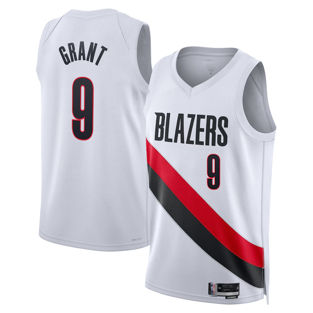 Pouc PT.Blazers #9 Jerami Grant White Swingman Jerseys - Association Edition