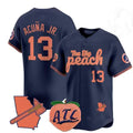 Pouc A.Braves #13 Ronald Acuna Jr. NavyThe Big Peach Vapor Stitches Personalized Jersey