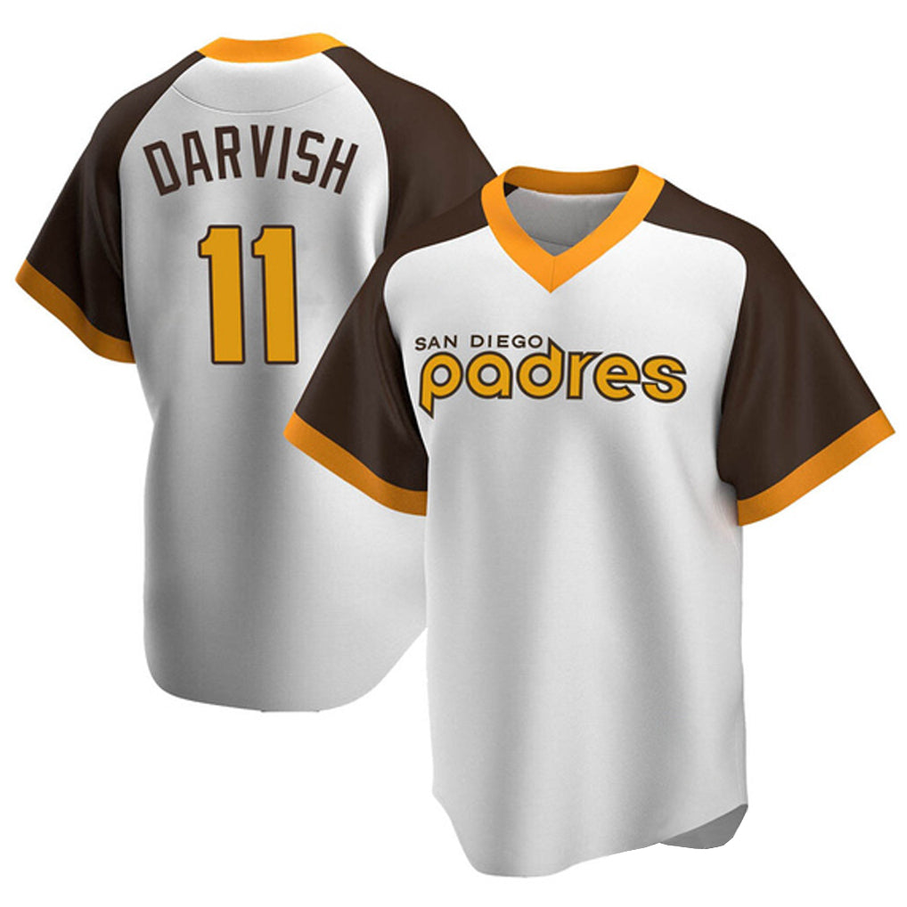 Pouc S.Diego Padres #11 Yu Darvish Player White Home Cooperstown Collection Replica Game Stitched Jerseys