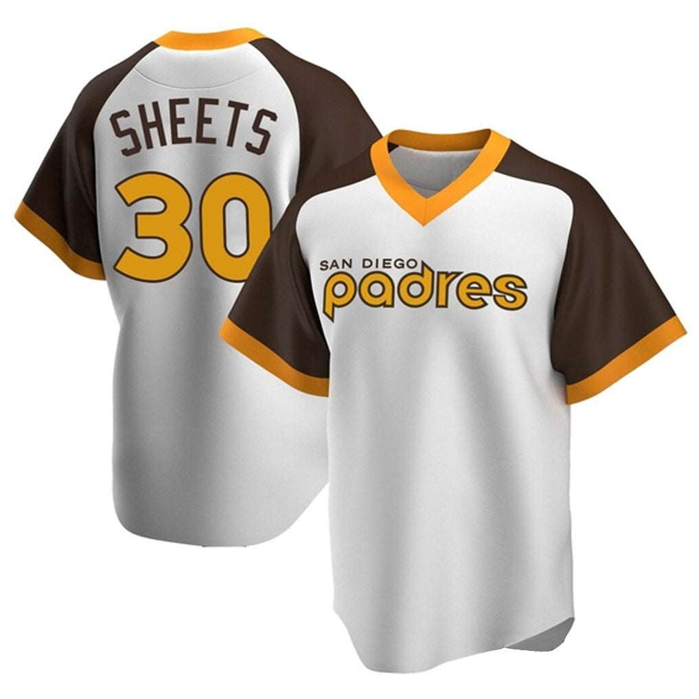 Pouc S.Diego Padres #30 Gavin Sheets Player White Home Cooperstown Collection Replica Game Stitched Jerseys
