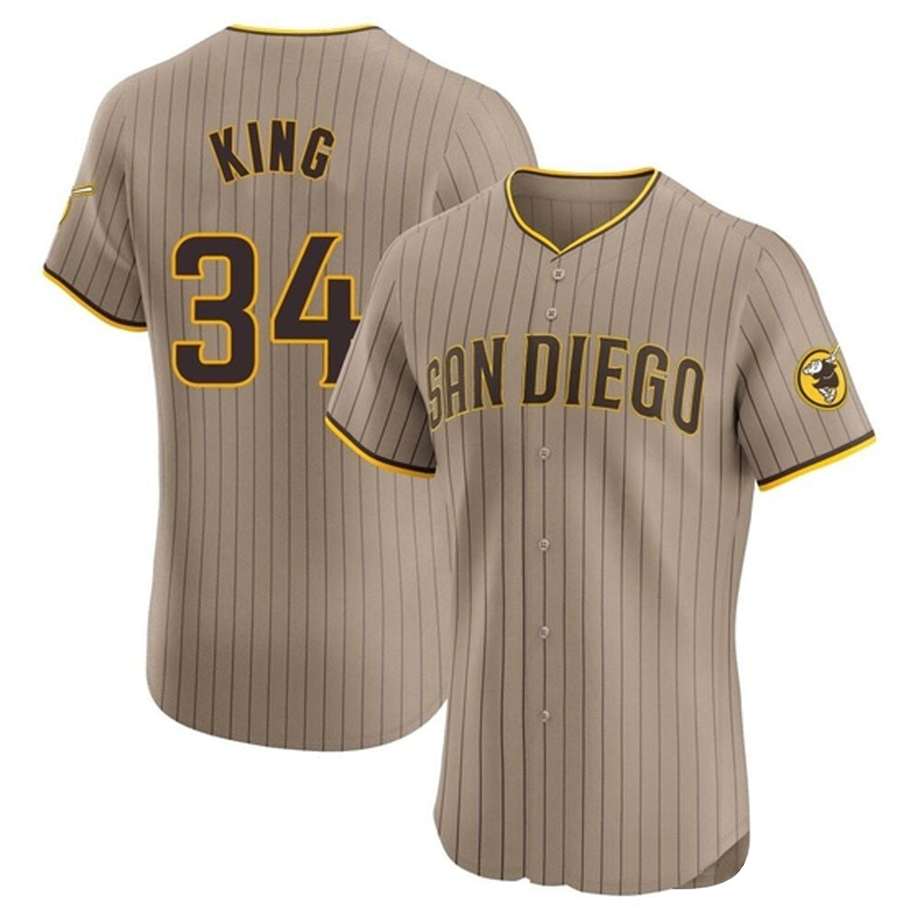 Pouc S.Diego Padres #34 Michael King Player Khaki Home Limited Elite Stitched Jerseys