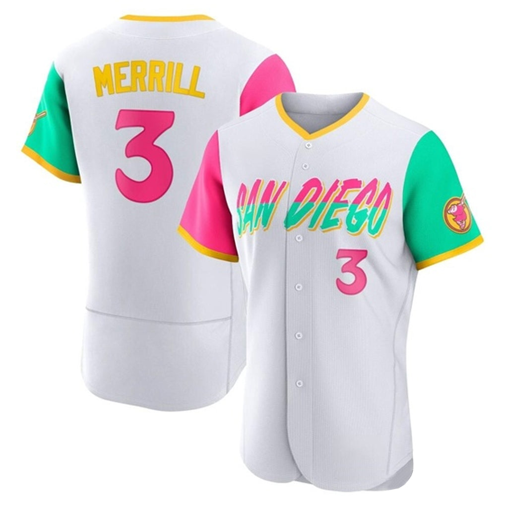 Pouc S.Diego Padres #3 Jackson Merrill Player White City Connect Home Limited Elite Stitched Jerseys
