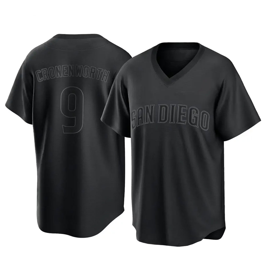 Pouc S.Diego Padres #9 Jake Cronenworth Player Black Pitch Fashion Game T-shirt Stitched Jerseys