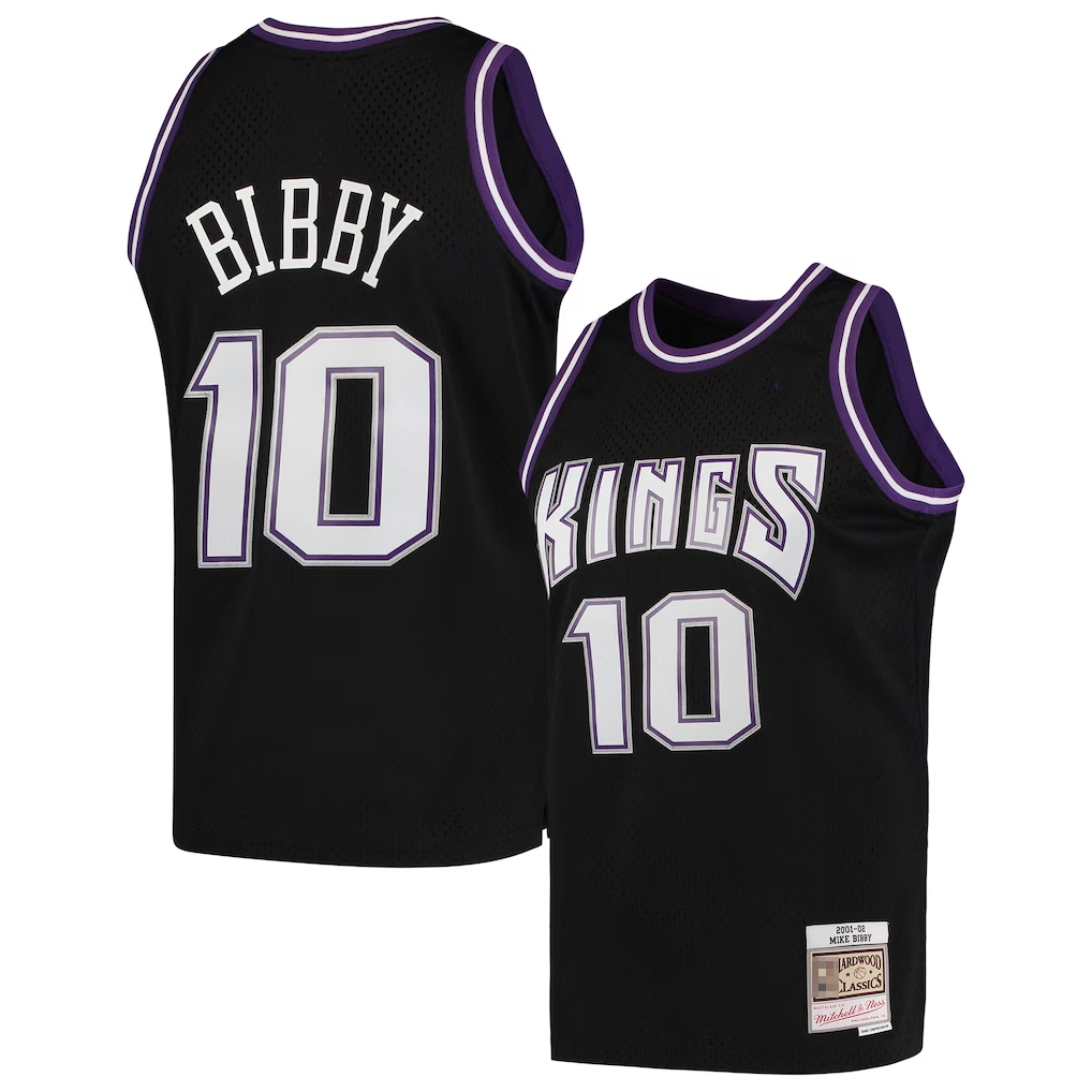 Pouc S.Kings #10 Mike Bibby Mitchell & Ness Black Hardwood Classics Swingman Jerseys
