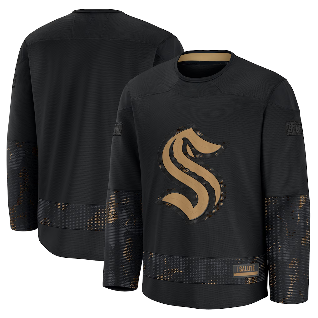 Pouc S.Kraken Black 2024 Military Appreciation Practice Jerseys