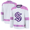 Pouc S.Kraken White 2024 Hockey Fights Cancer Practice Jerseys