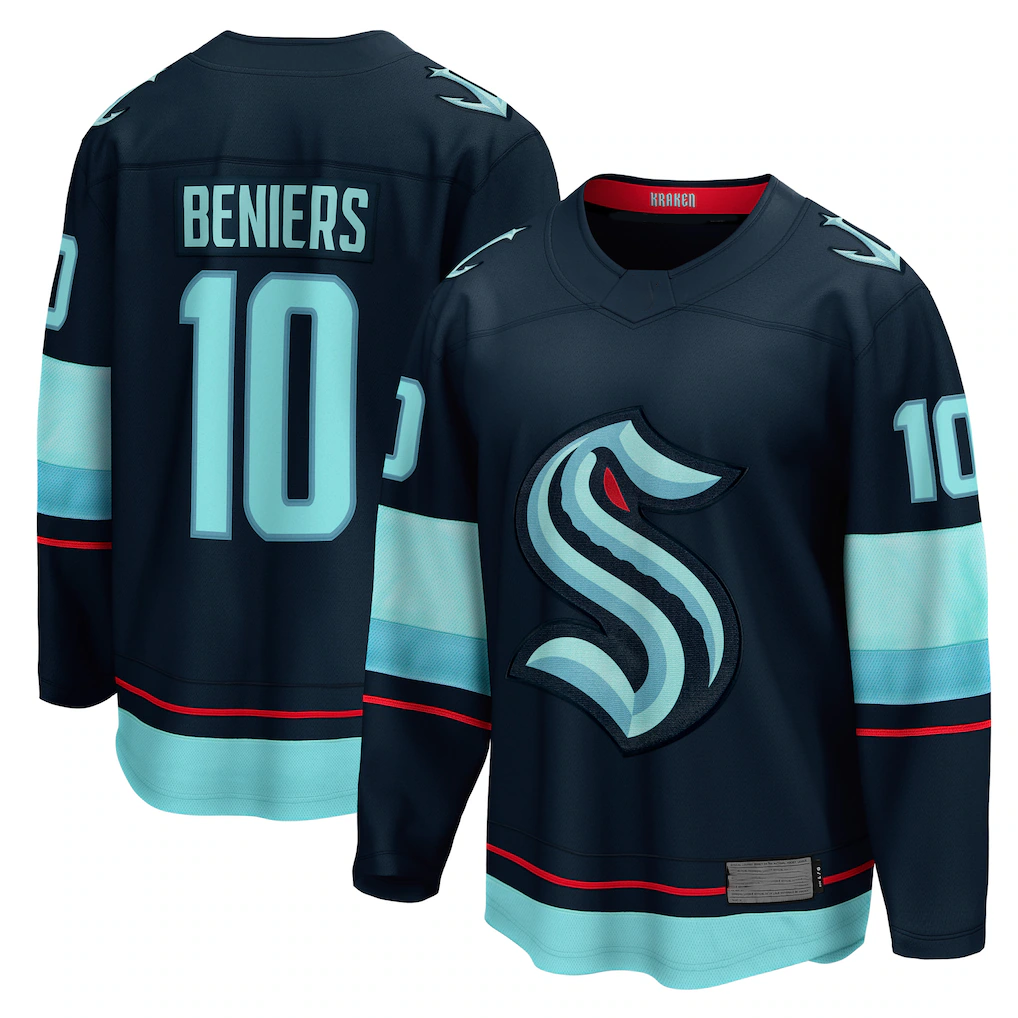 Pouc S.Kraken #10 Matty Beniers Deep Sea Blue Premier Breakaway Player Jerseys
