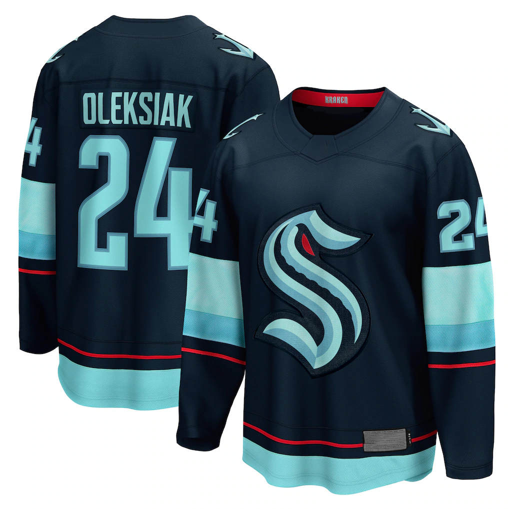Pouc S.Kraken #24 Jamie Oleksiak Deep Sea Blue Home Breakaway Player Jerseys
