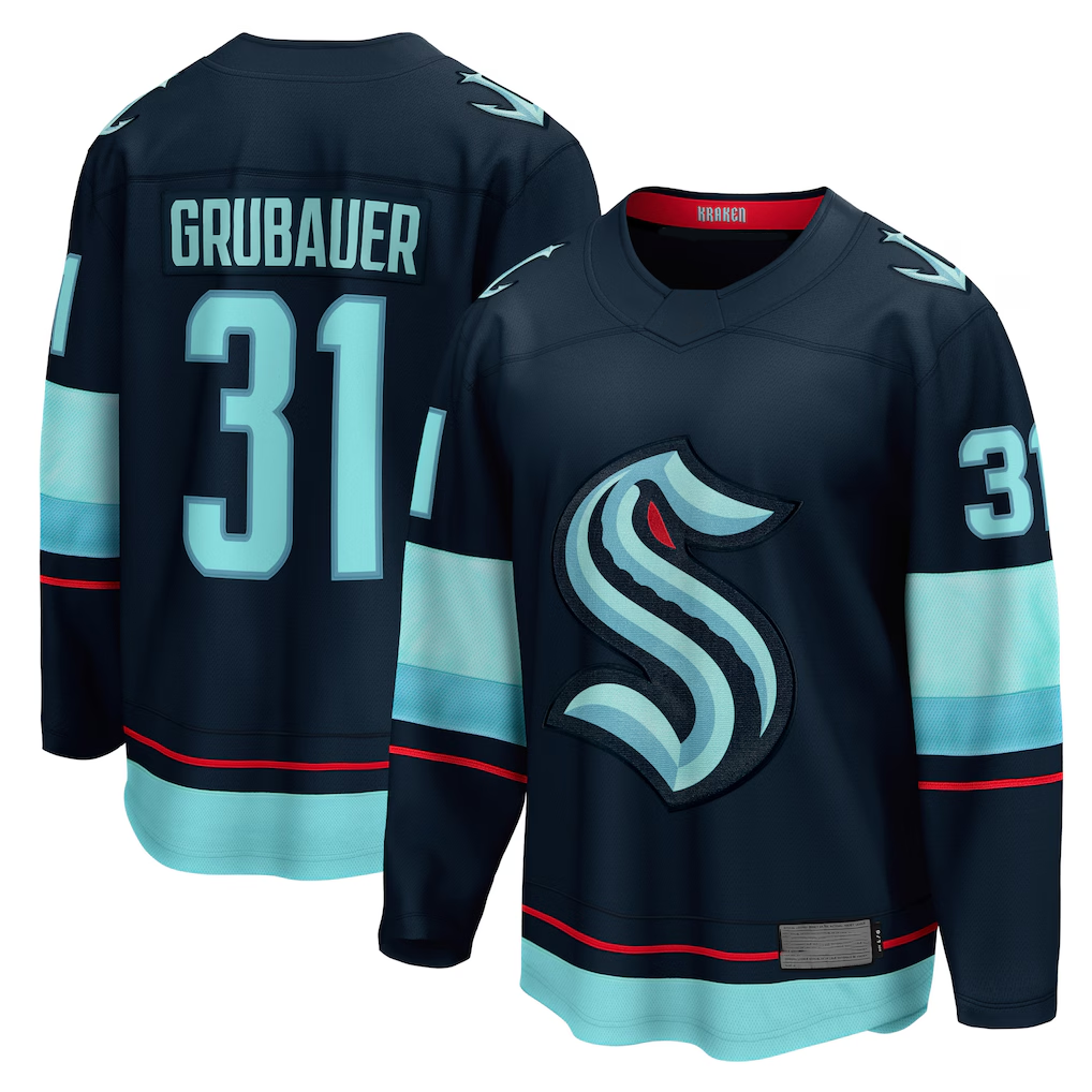 Pouc S.Kraken #31 Philipp Grubauer Navy Home Breakaway Player Jerseys