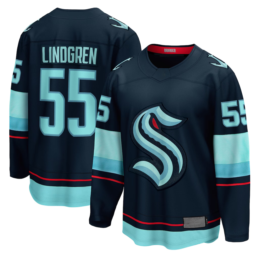 Pouc S.Kraken #55 Ryan Lindgren Deep Sea Blue Home Breakaway Jerseys