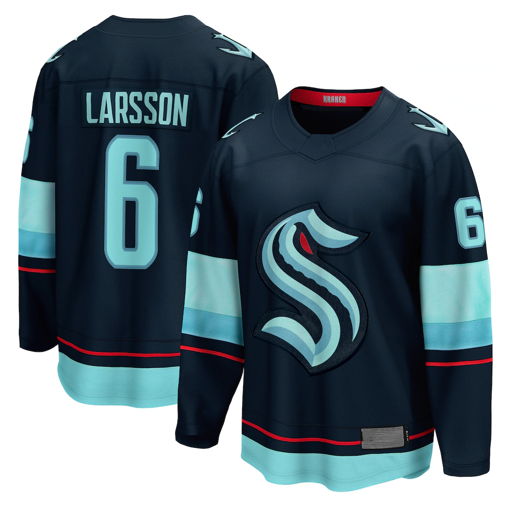 Pouc S.Kraken #6 Adam Larsson Deep Sea Blue Home Breakaway Player Jerseys