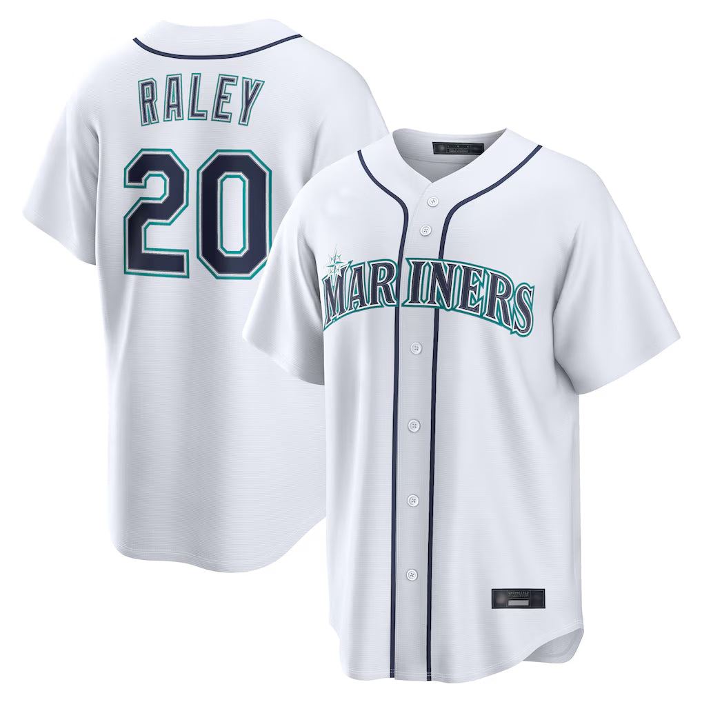 Pouc S.Mariners #20 Luke Raley Player White Home Game Stitched Jerseys