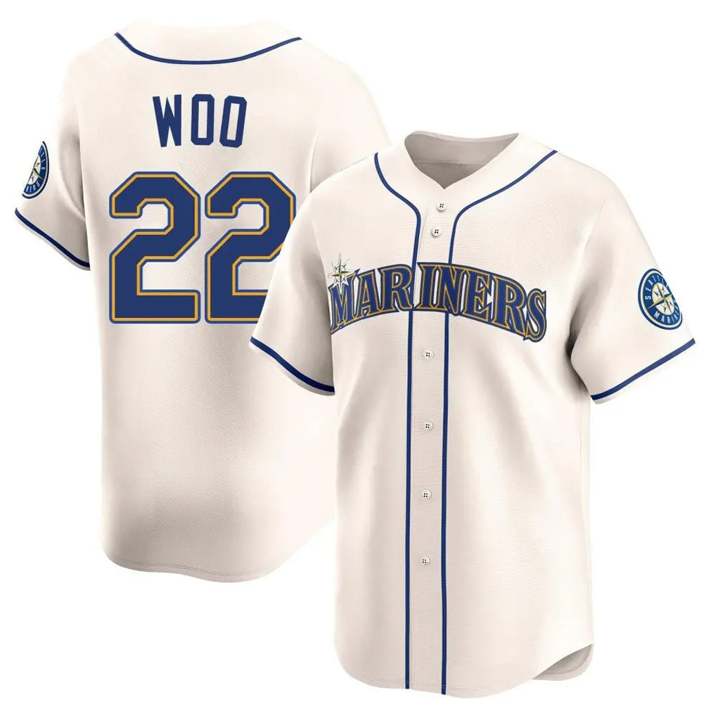 Pouc S.Mariners #22 Bryan Woo Player Cream Home Limited Stitched Jerseys