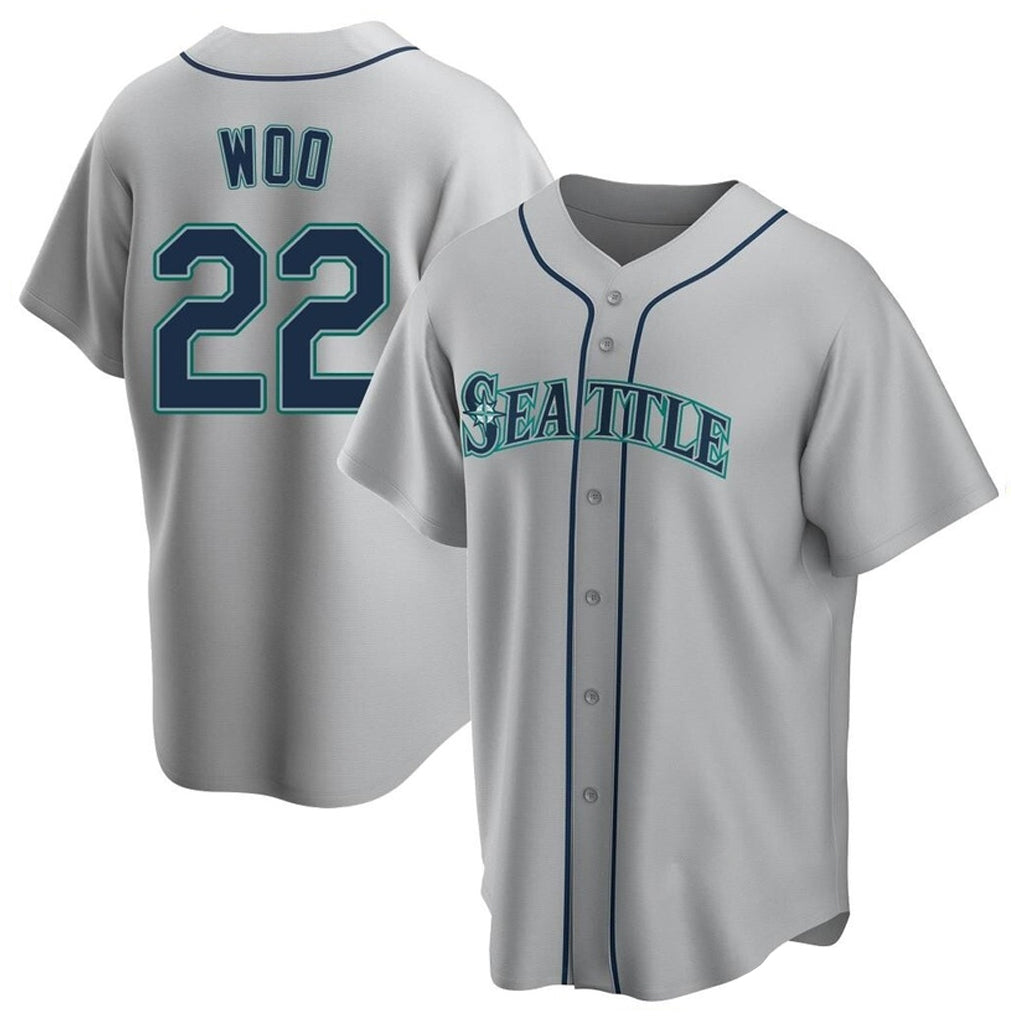 Pouc S.Mariners #22 Bryan Woo Player Gray Home Game Stitched Jerseys