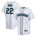 Pouc S.Mariners #22 Bryan Woo Player White Home Game Stitched Jerseys