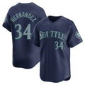 Pouc S.Mariners #34 Felix Hernandez Player Navy Home Limited Stitched Jerseys