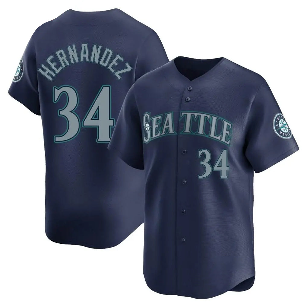 Pouc S.Mariners #34 Felix Hernandez Player Navy Home Limited Stitched Jerseys
