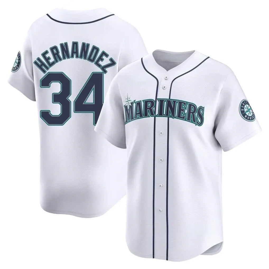 Pouc S.Mariners #34 Felix Hernandez Player White Home Limited Stitched Jerseys