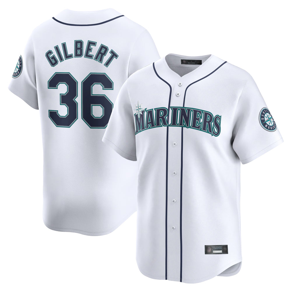 Pouc S.Mariners #36 Logan Gilbert Player White Home Limited Stitched Jerseys