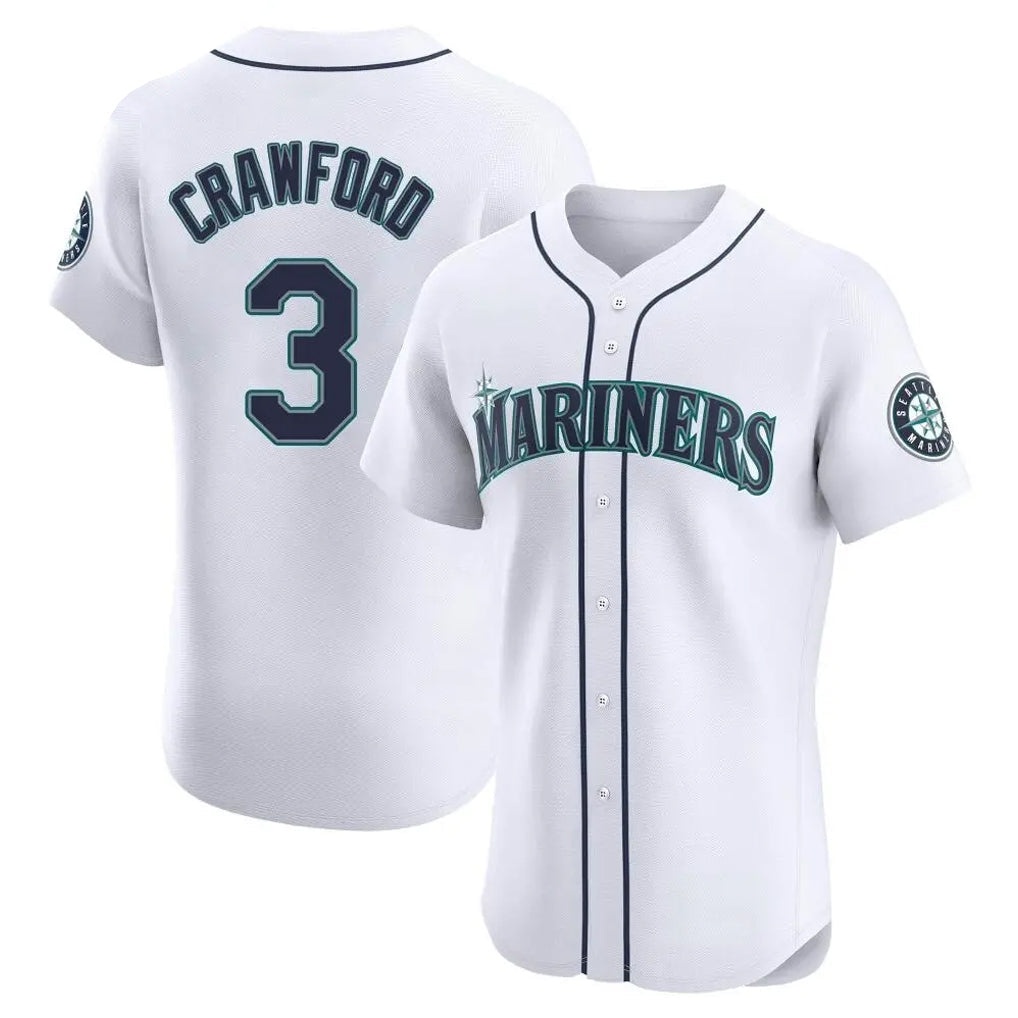 Pouc S.Mariners #3 J.P. Crawford Player White Home Limited Elite Stitched Jerseys