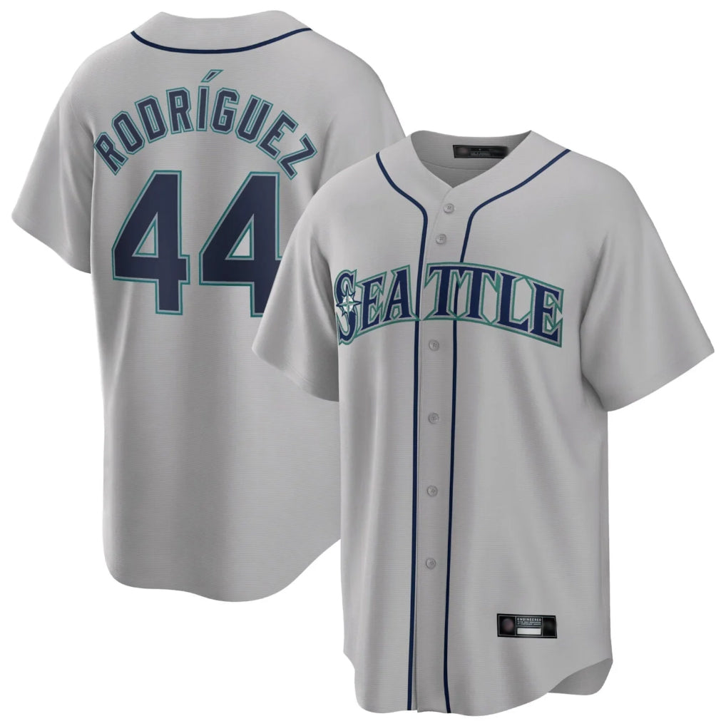 Pouc S.Mariners #44 Julio Rodriguez Player Gray Home Game Stitched Jerseys