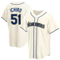 Pouc S.Mariners #51 Ichiro Suzuki Player Cream Home Game Stitched Jerseys
