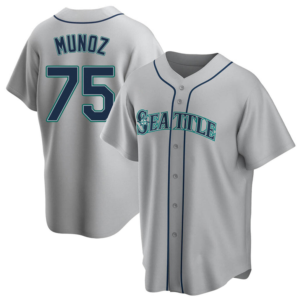 Pouc S.Mariners #75 Andres Munoz Player Gray Home Game Stitched Jerseys