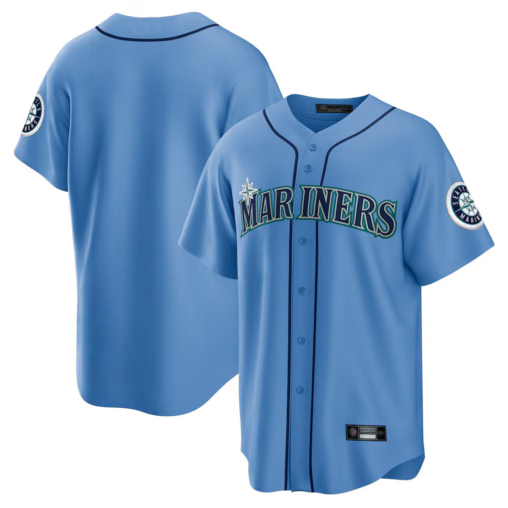 Pouc S.Mariners Blank Player Light Blue Home Limited Stitched Jerseys