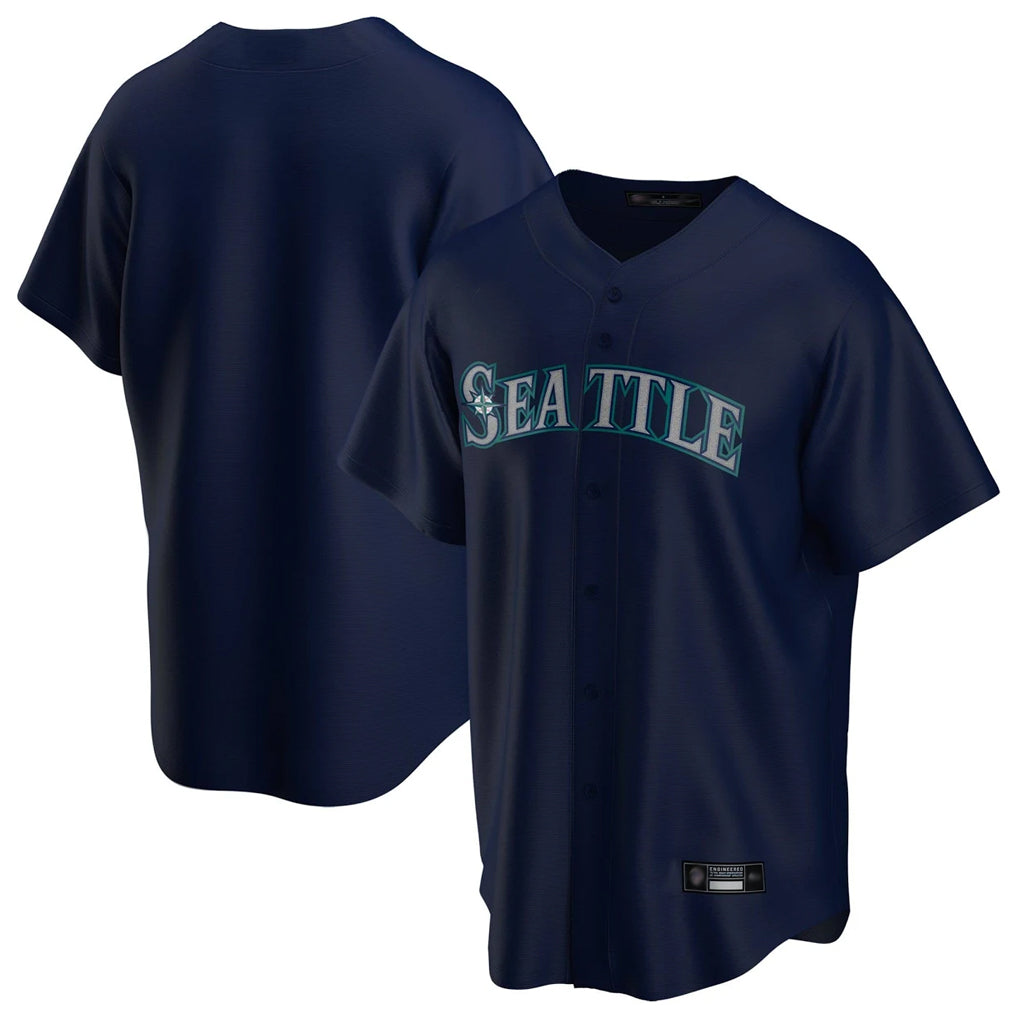 Pouc S.Mariners Blank Player Navy Home Game Stitched Jerseys