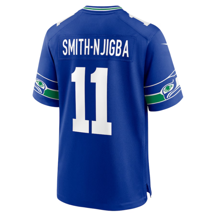 Pouc S.Seahawks #11 Jaxon Smith-Njigba Royal Throwback Player Game Jersey American Stitched Jerseys