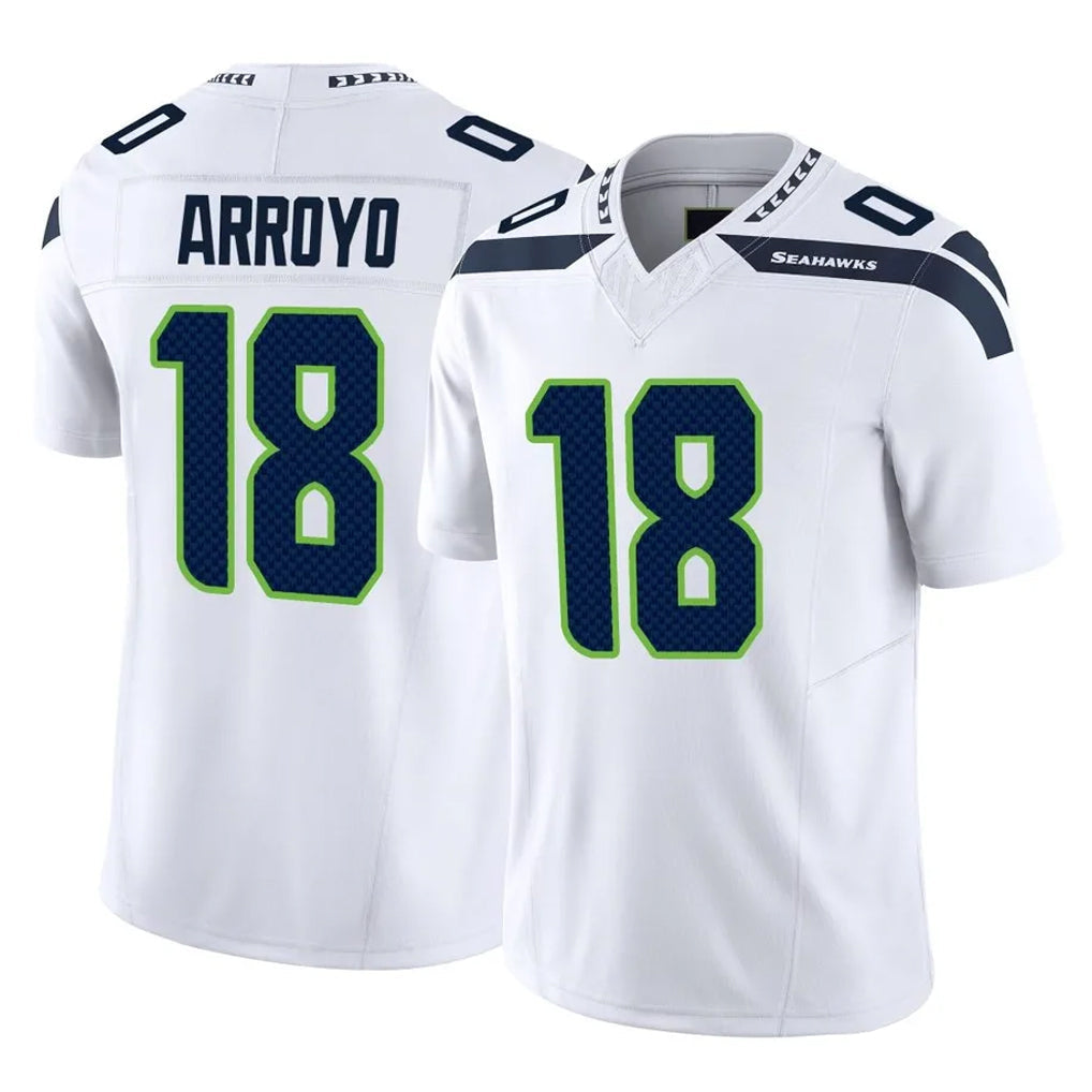 Pouc S.Seahawks #18 Elijah Arroyo Player White Limited Vapor F.U.S.E. Home Game Stitched Jerseys