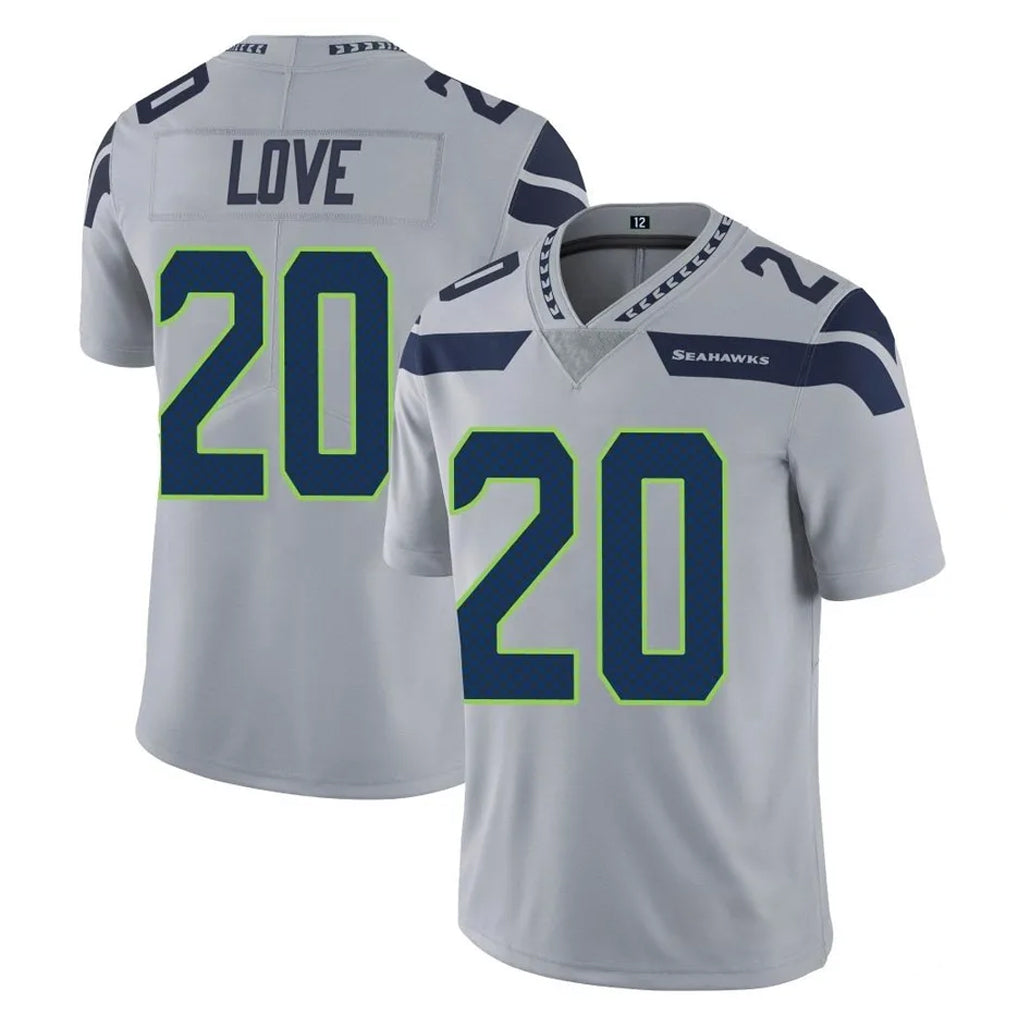 Pouc S.Seahawks #20 Julian Love Player Gray Limited Vapor Untouchable Home Game Stitched Jerseys