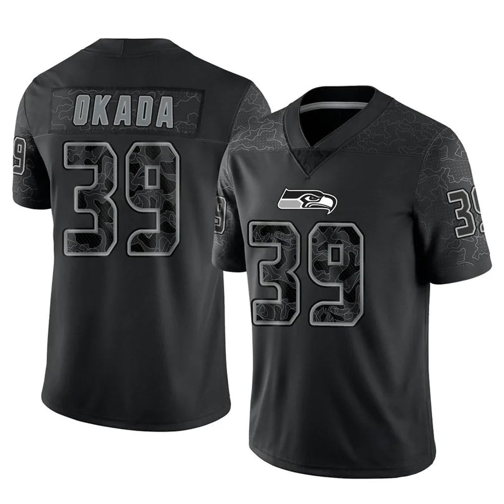 Pouc S.Seahawks #39 Ty Okada Player Black Limited Reflective Home Game Stitched Jerseys