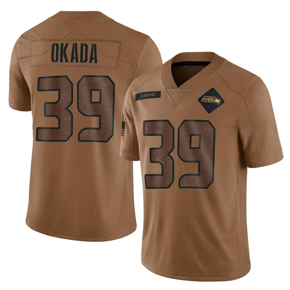 Pouc S.Seahawks #39 Ty Okada Player Brown Limited Salute To Service Home Game Stitched Jerseys