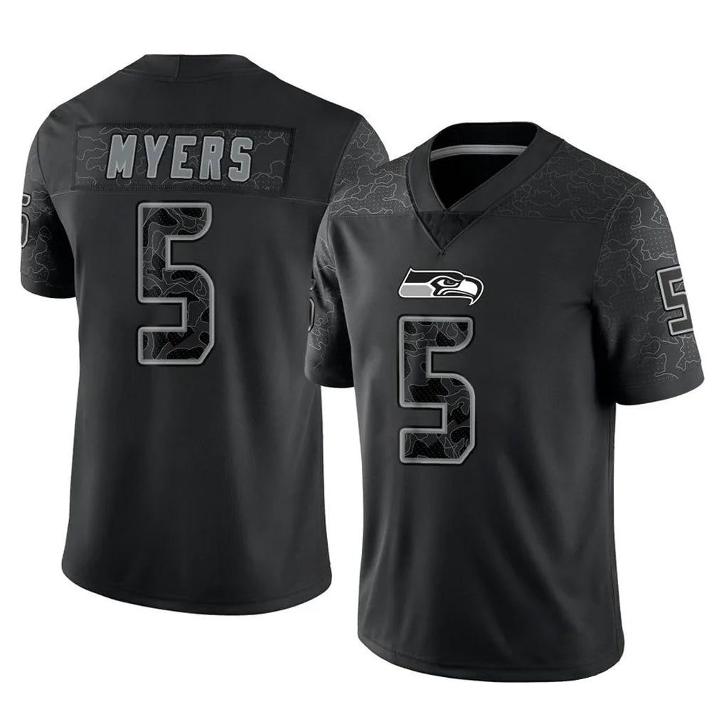 Pouc S.Seahawks #5 Jason Myers Player Black Limited Reflective Home Game Stitched Jerseys