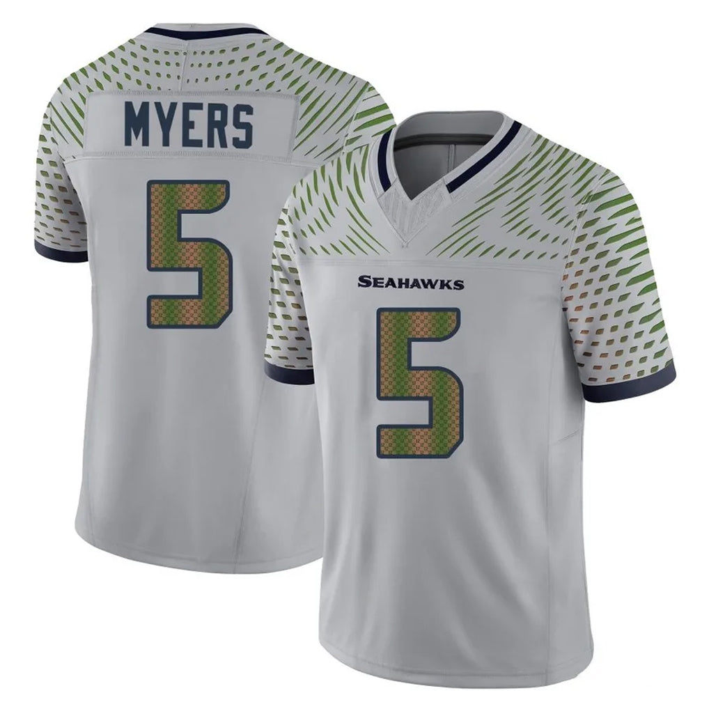 Pouc S.Seahawks #5 Jason Myers Player Grey Limited 2025 Rivalries Collection Home Game Stitched Jerseys