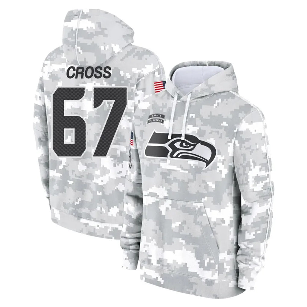Pouc S.Seahawks #67 Charles Cross Player Arctic Camo Limited Salute to Service Pullover Hoodies Game Stitched Jerseys