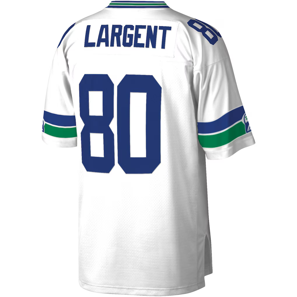 Pouc S.Seahawks #80 Steve Largent Mitchell & Ness White Legacy Replica Jersey