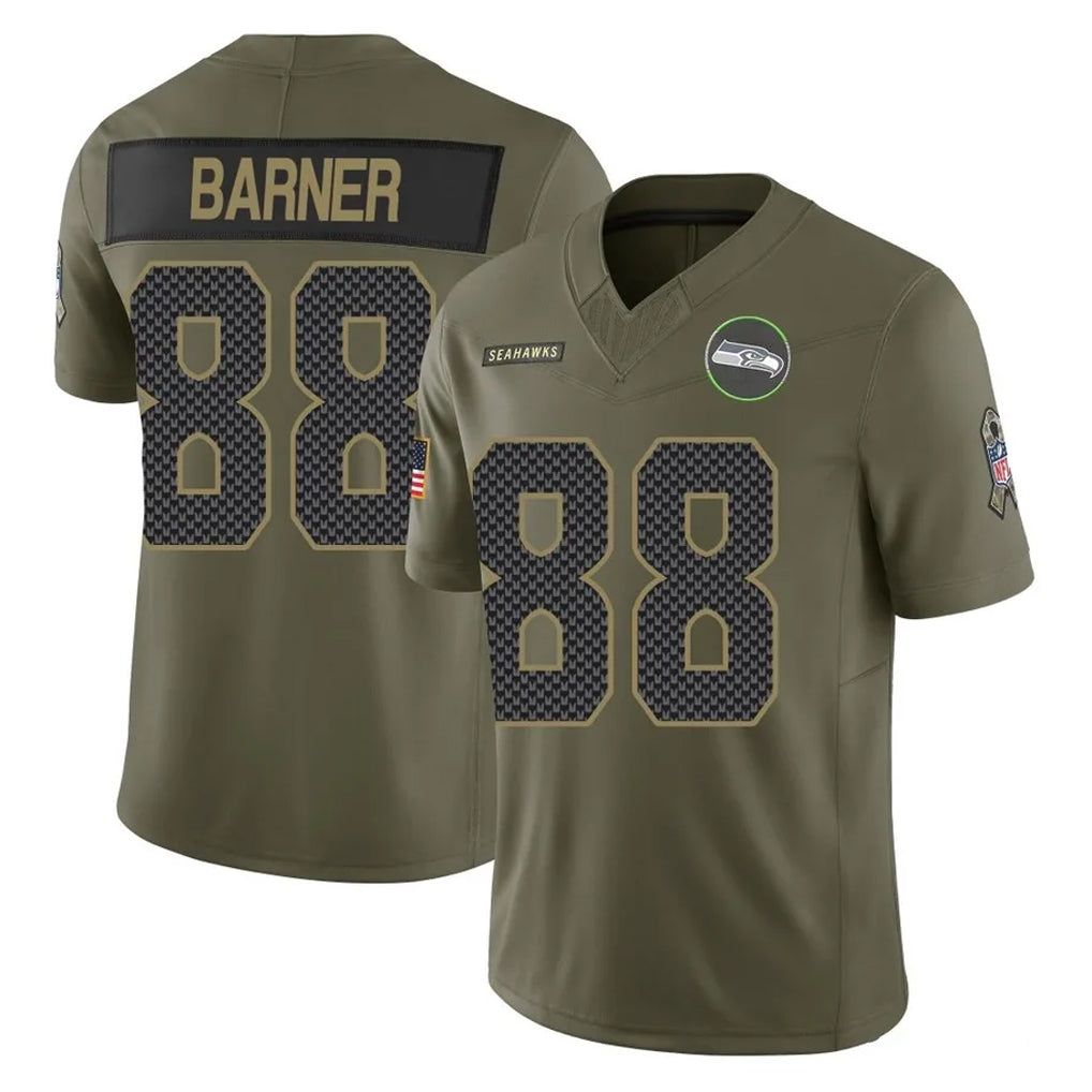 Pouc S.Seahawks #88 AJ Barner Player Olive 2025 Salute To Service Limited Home Game Stitched Jerseys